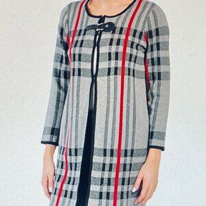 Anne Klein Buckle Neck Topper in Plaid Gray Combo (XL) New with Tag